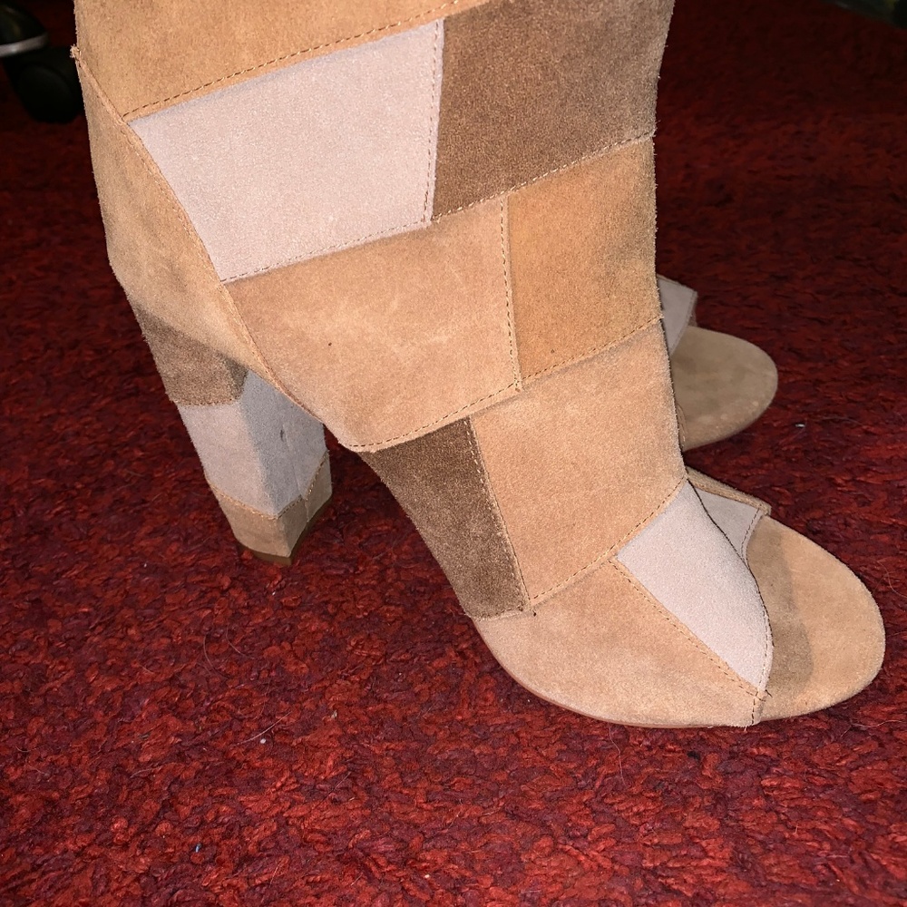Torrid Nwot Open Toe Patchwork Suede Booties - image 5